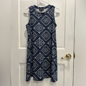 FORTUNE & IVY Blue & White Tunic Sleeveless Super Soft Dress SIZE SMALL PreLoved